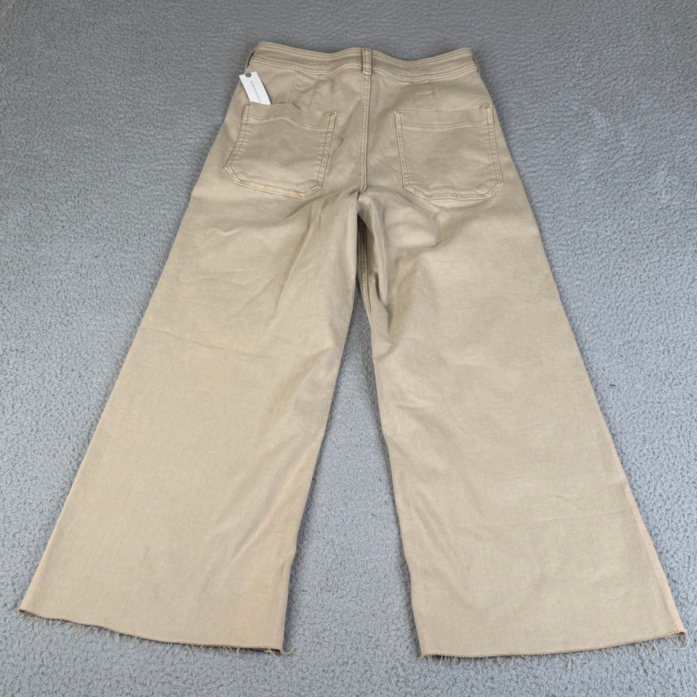 Maeve Jeans Womens 30 Tan Le High Flare Wide Leg Raw Hem Neutral Stretch Khaki